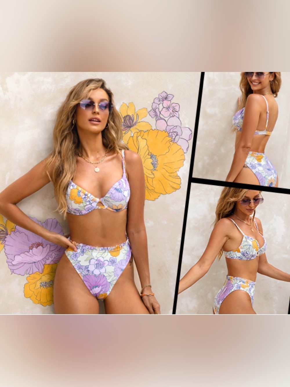 Cupshe Faded Powers Underwire Bikini